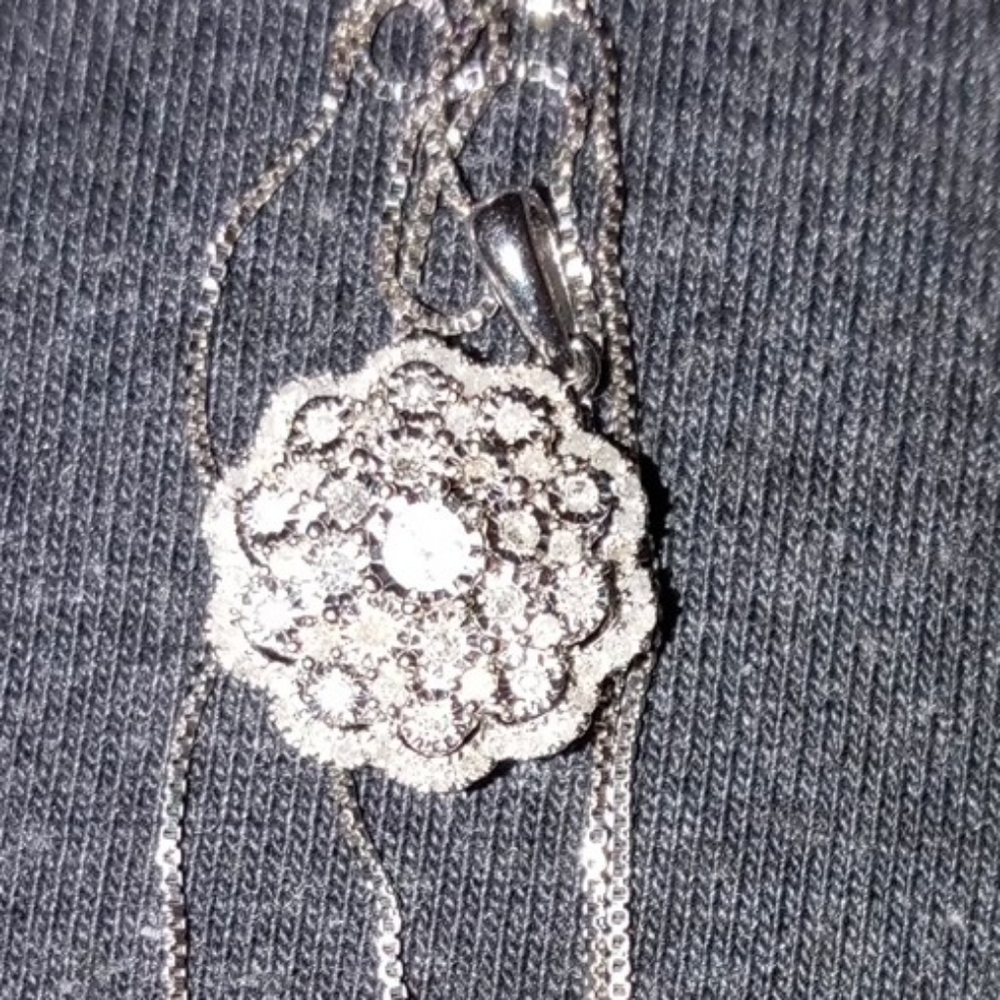 Silver White 1/2 CTW Diamond Pended
